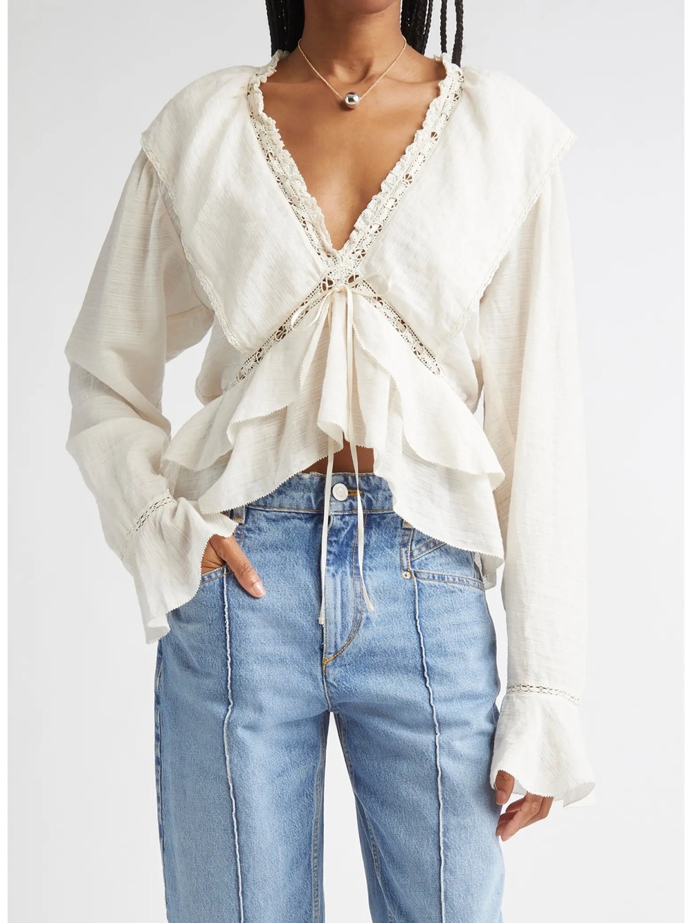 Isabel Marant Étoile Damienne Cotton and Linen Blend Pepium Top - Picture 4 of 6